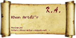 Khon Artúr névjegykártya